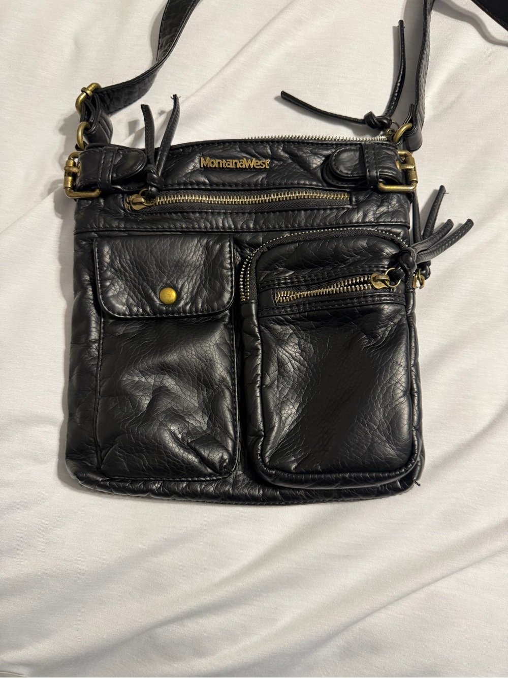 Montana West Black Crossbody Bag with Gold Hardware